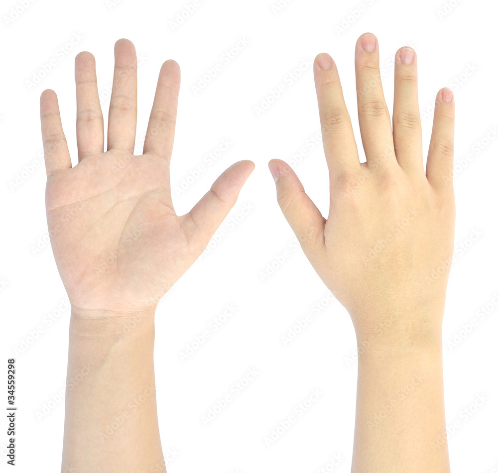 showing number five of woman hand isolated on white background showing number five of woman hand isolated on white background