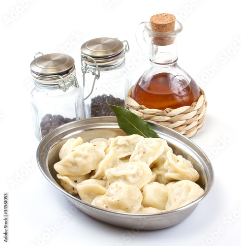 Meat Dumplings - russian pelmeni - with laurel