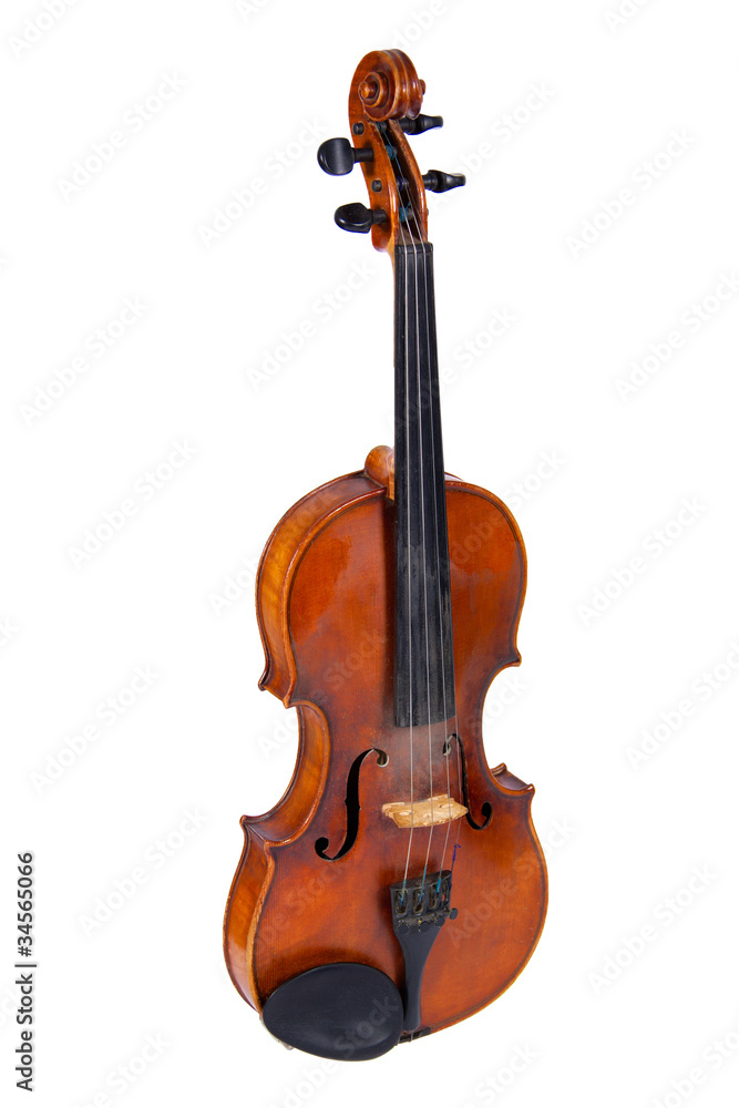 Fototapeta premium Old violin, isolated on a white background