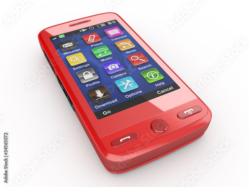 Red mobile phone. 3d