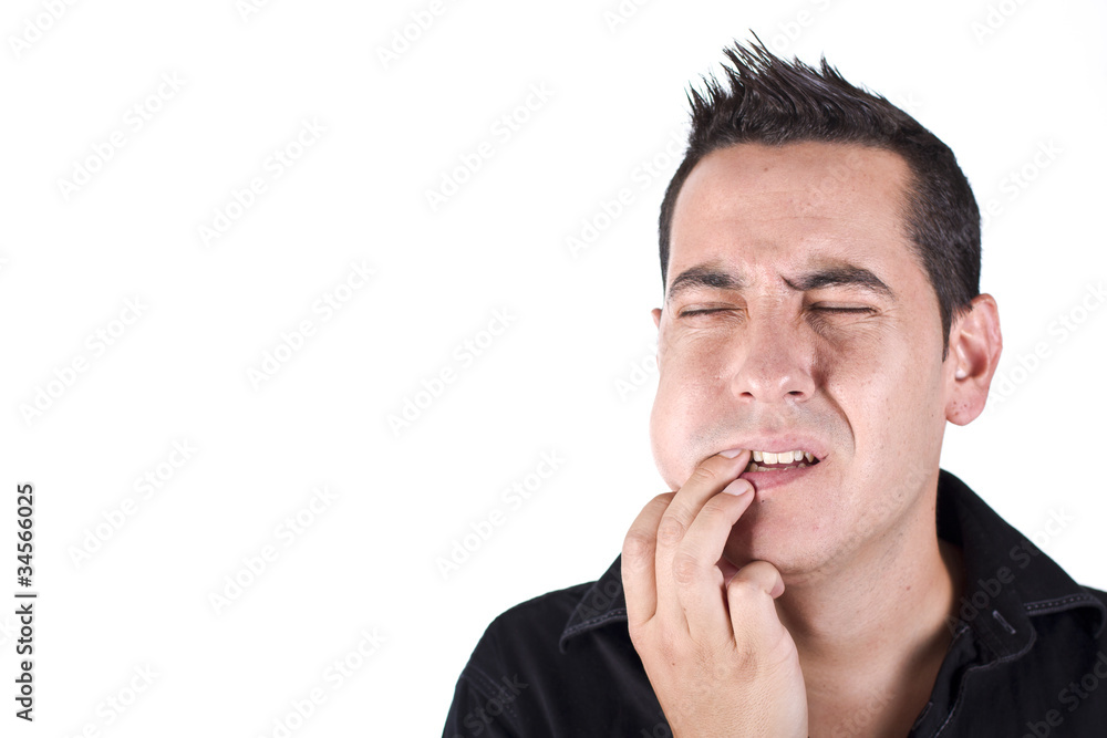 in pain young man toothache Jawbone dentista in pain young man toothache Jawbone dentista