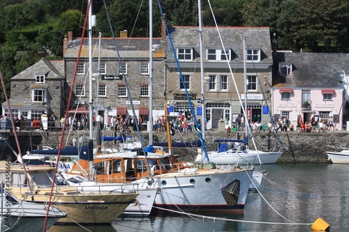 British Coastal Town of padstow in cornwall with harbour photo