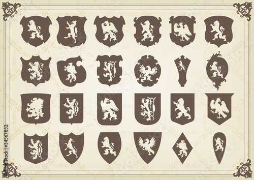 Vintage coat of arms shields collection illustration