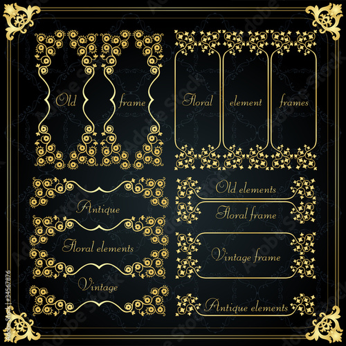 Vintage golden royal frames and elements illustration