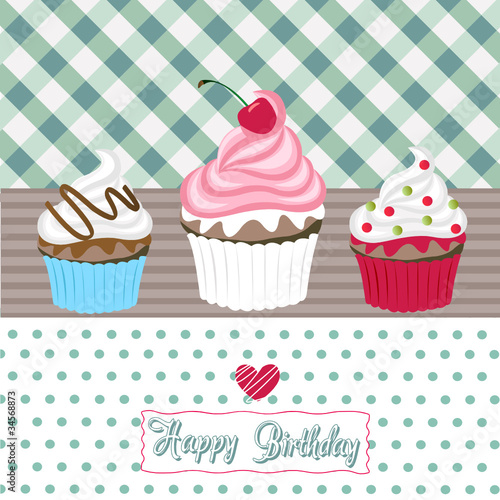 happy birthday cupcakes card
