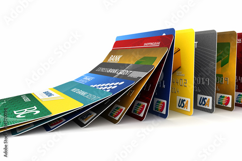 Falling credit cards - debt concept