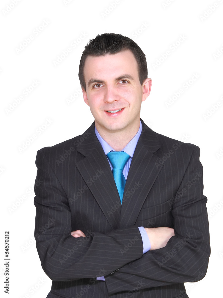 Portrait of cheerful businessman in black suite. Portrait of cheerful businessman in black suite.