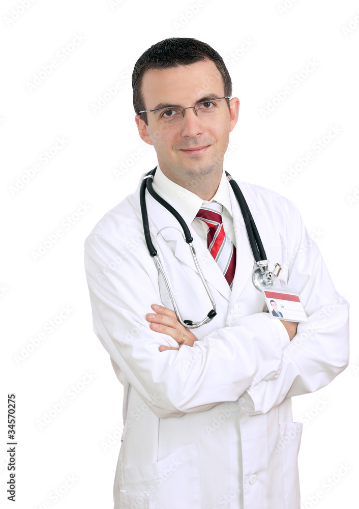 Fototapeta premium Portrait of medical doctor with cross a hands.