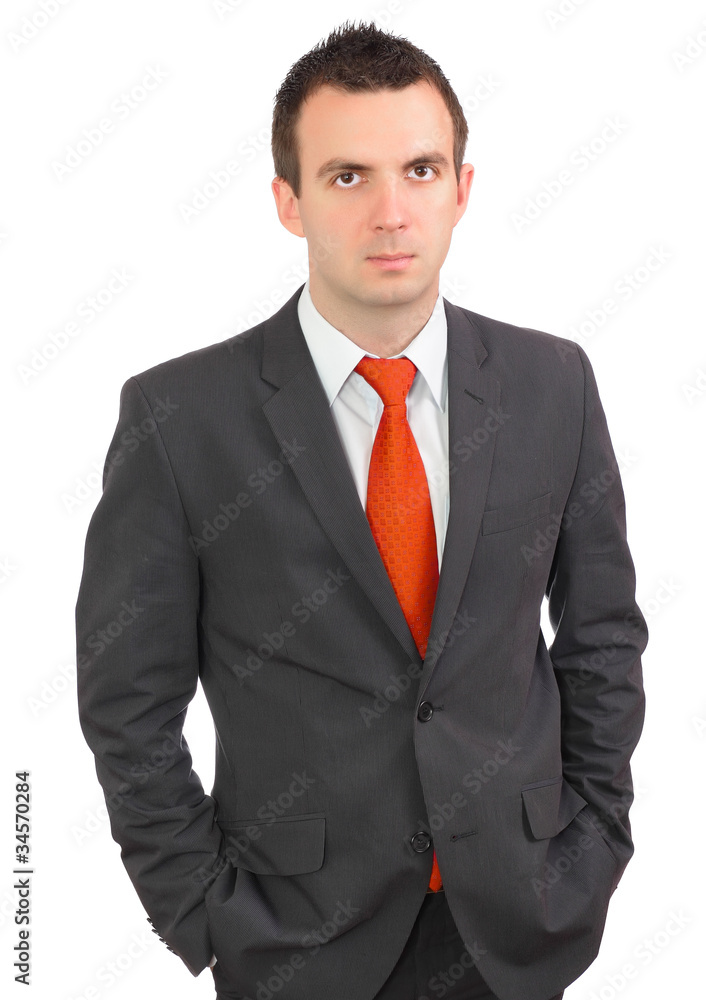 Portrait of cheerful businessman in black suite. Portrait of cheerful businessman in black suite.