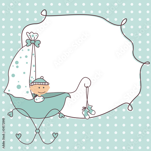 Baby boy arrival announcement retro card