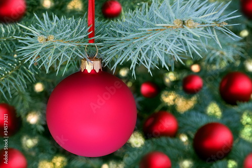 Christmas  evergreen tree and glass balls