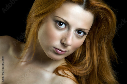 Red hair beautiful woman photo
