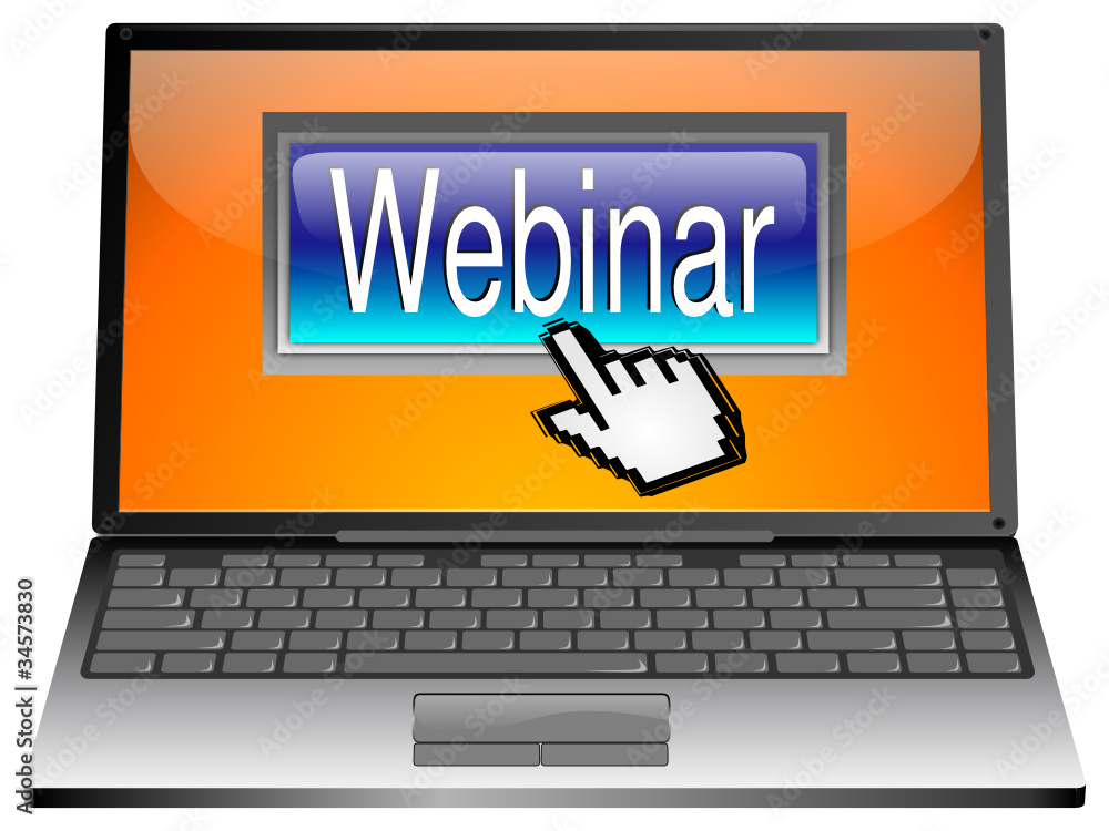 Laptop mit Webinar Button Laptop mit Webinar Button