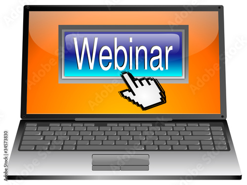 Laptop mit Webinar Button