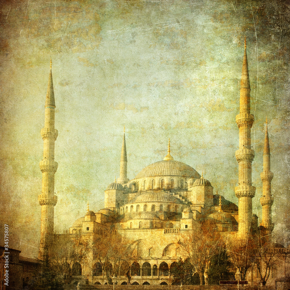 Naklejka premium Vintage image of Blue Mosque, Istambul