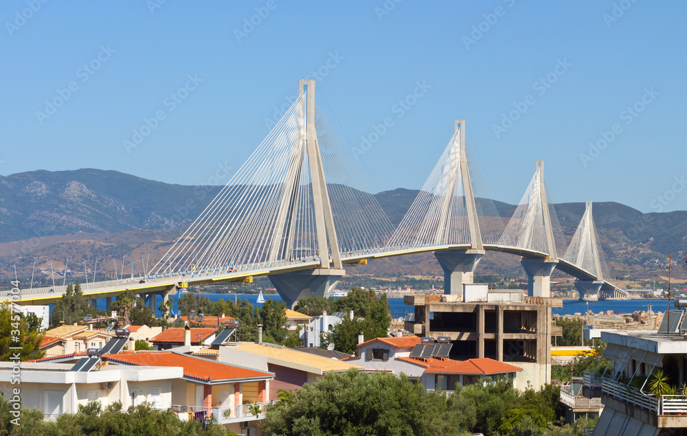 Fototapeta premium Cable stayed bridge of Patras city in Greece.