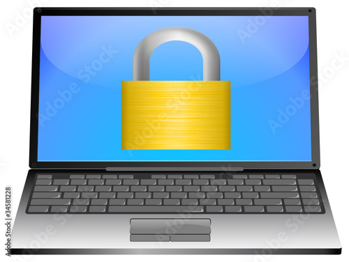 Laptop mit Vorhängeschloß