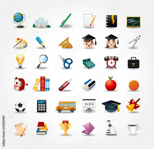 set of school icons,back to school button