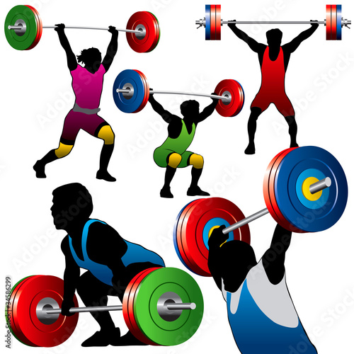 Heavy Weight Athletes Silhouettes Set