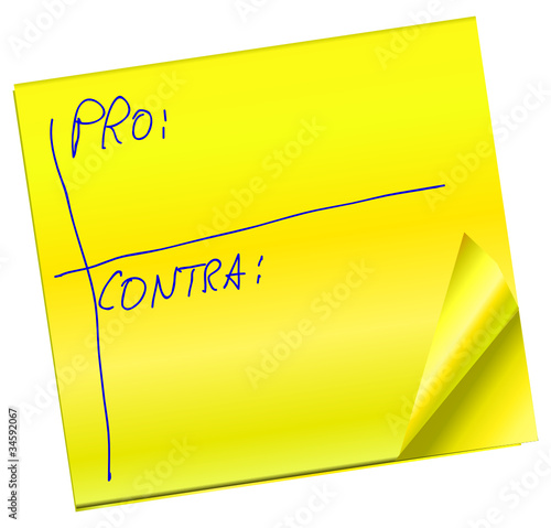 Haftnotiz - Pro - Contra