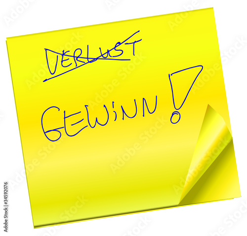 Haftnotiz - Verlust - Gewinn photo