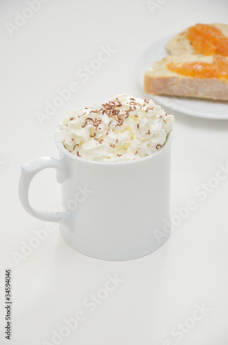Hot Beverage and Whipped Cream with Chocolate