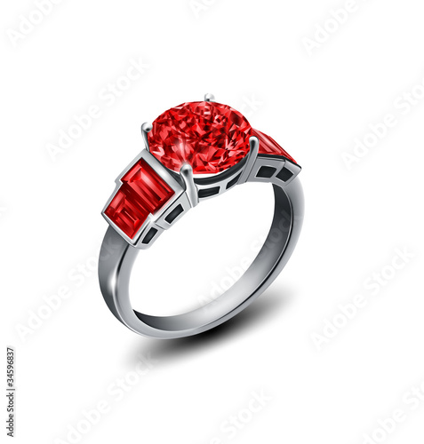 vector ring with red diamond
