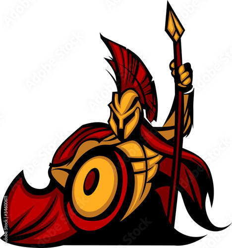 Spartan Trojan Mascot with Spear