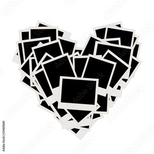 Pile of photos, heart shape, insert your pictures into frames
