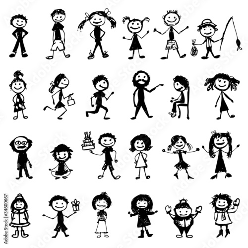 Set of 24 drawing people's for your design