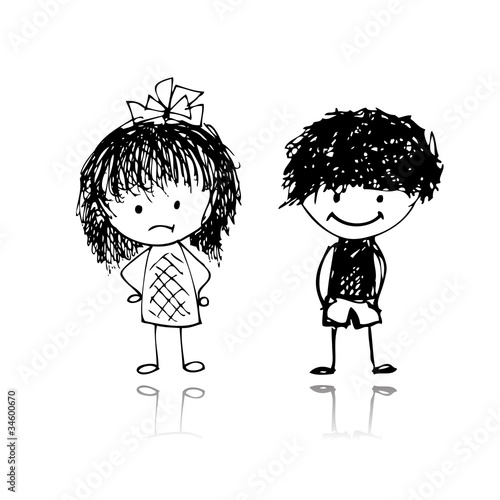 Boy and girl, sketch for your design