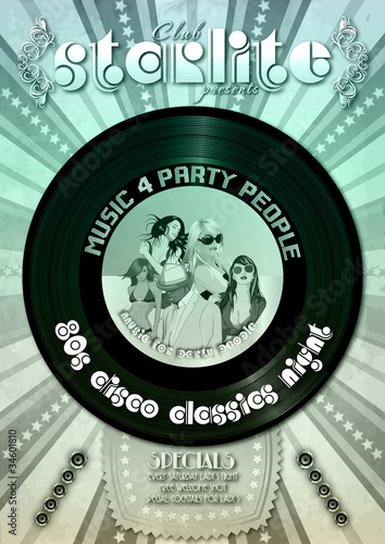 Partyflyer Retro Schallplatte