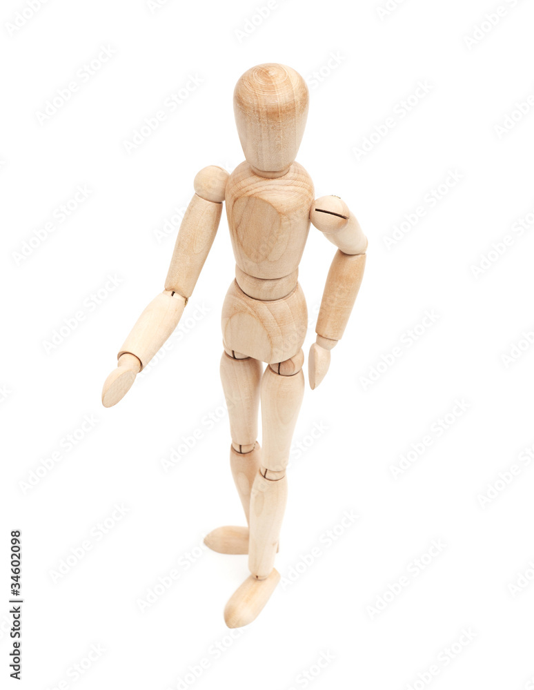 A wooden mannequin give a hand A wooden mannequin give a hand