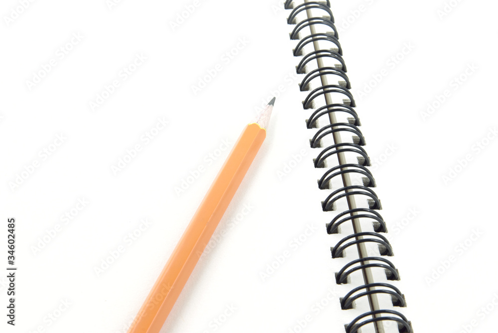 Spiral notebook with pencil. Spiral notebook with pencil.