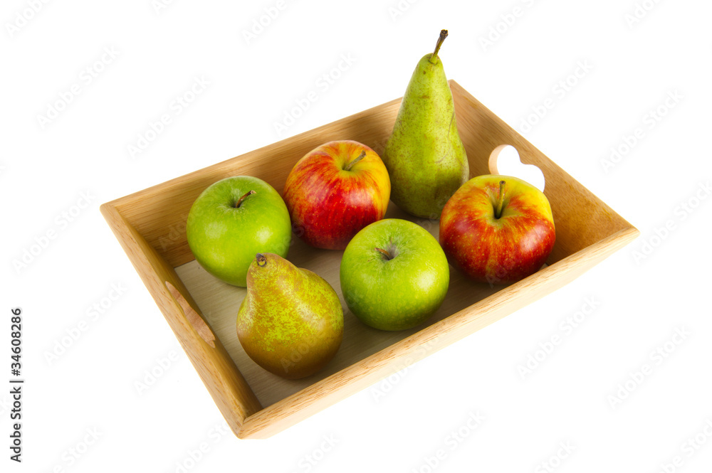 Wooden tray with fresh fruit Wooden tray with fresh fruit