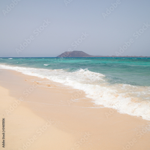 white sand beach on Fuerteventura (Corralejo "Flag" beach)