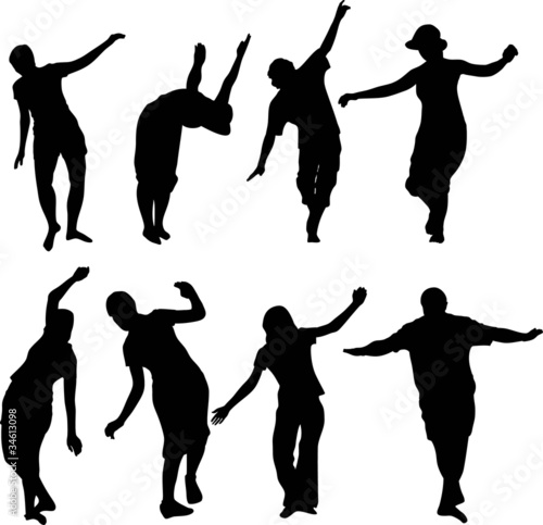 Silhouettes of active people