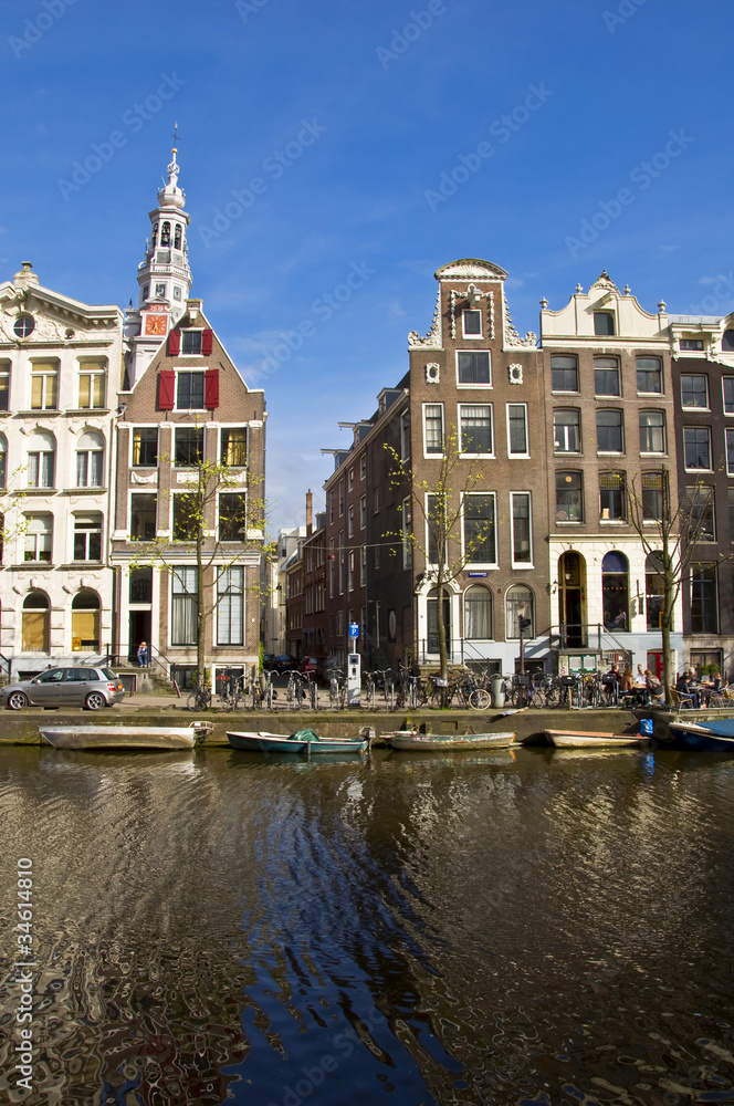 Fototapeta premium Amsterdam Life. Residential homes on the canal.