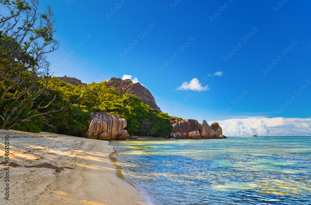Obraz premium Beach Source d'Argent at Seychelles