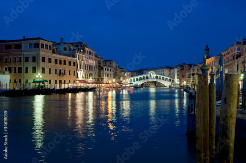 Rialto bridge at night, Venice, Italy