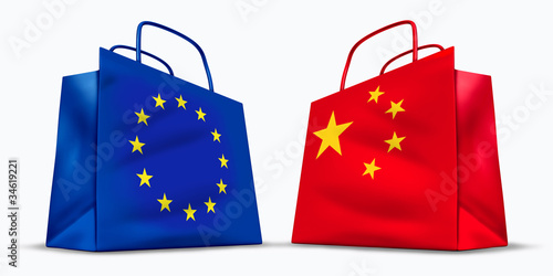 Canvas Print China and the European Union trade symbol