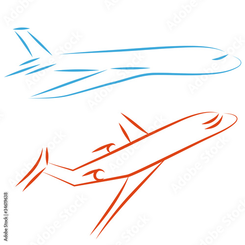 Flying airplane, vector illustration.