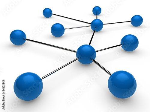 3d blue chrome network