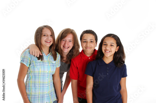 Teenage Children On White B...