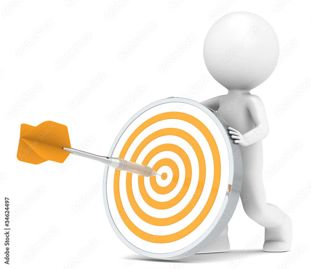 Target. 3D little human character with a Dart Board. Steel Dart Target. 3D little human character with a Dart Board. Steel Dart