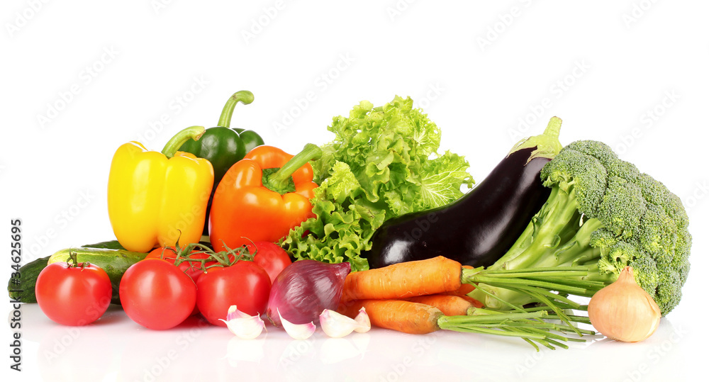 A set of fresh vegetables isolated on white A set of fresh vegetables isolated on white