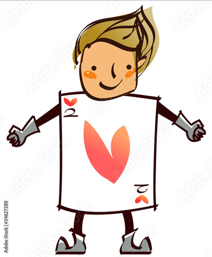 Close-up of boy wearing card