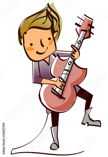 Close-up of boy holding guitar