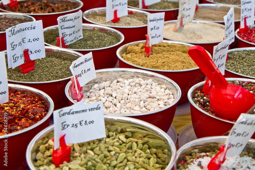 different spices on sale