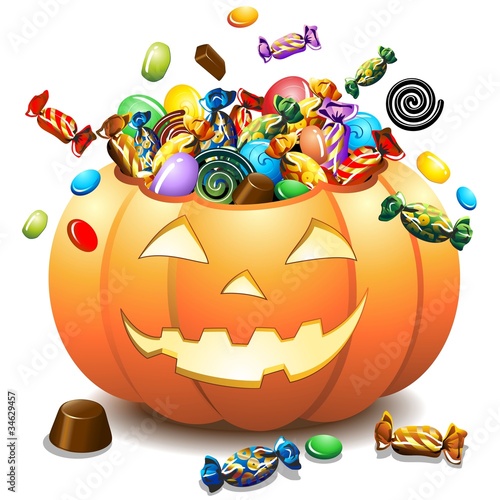 Halloween Zucca e Caramelle-Halloween Pumpkin and Candies-Vector